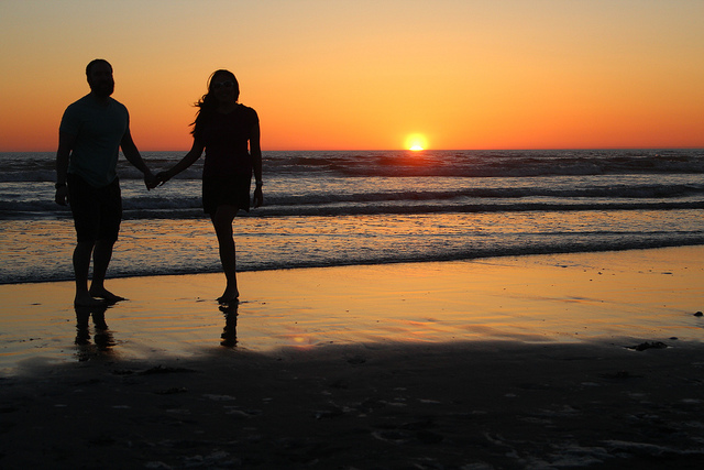 walking on the beach in the pacific NW